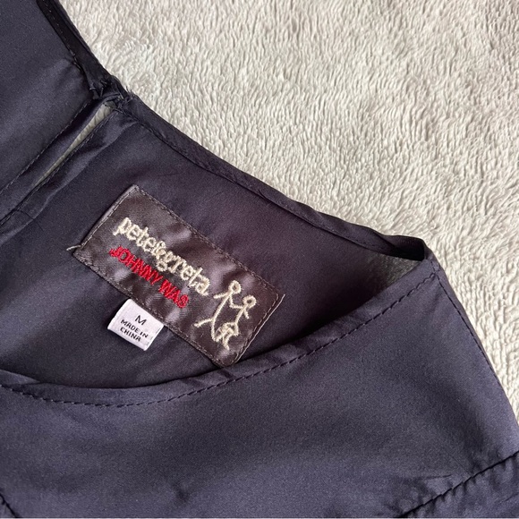 Johnny Was Pete & Greta Silky Lagenlook Billowy Ruffle Hem Dress Navy Blue Sz M - Picture 3 of 11